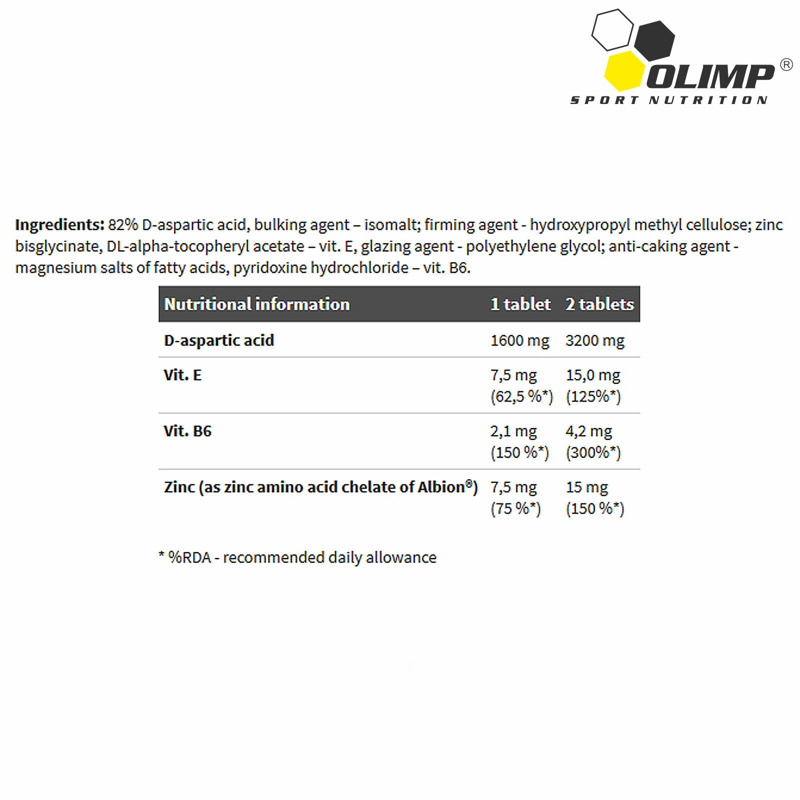 OLIMP DAA XTREME 60 TAB- Testosterone Booster, Prolactin and Estrogen Blocker