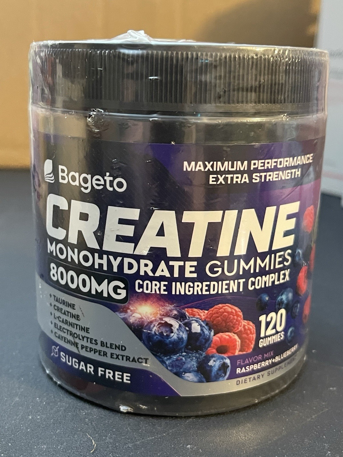Bageto Creatine Monohydrate Gummies 8000mg 120ct Complex BlackRedRaspberry 08/27