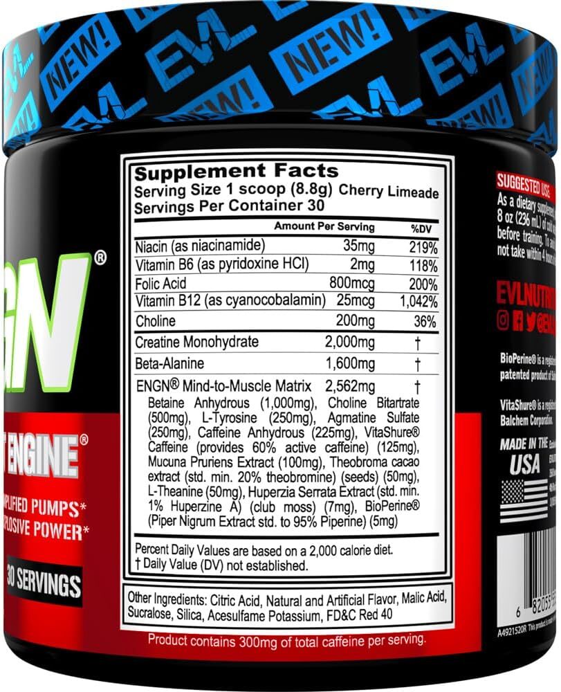 EVL ENGN Hardcore Fat Burning Pre Workout Energy Drink Mix | Choose Flavor