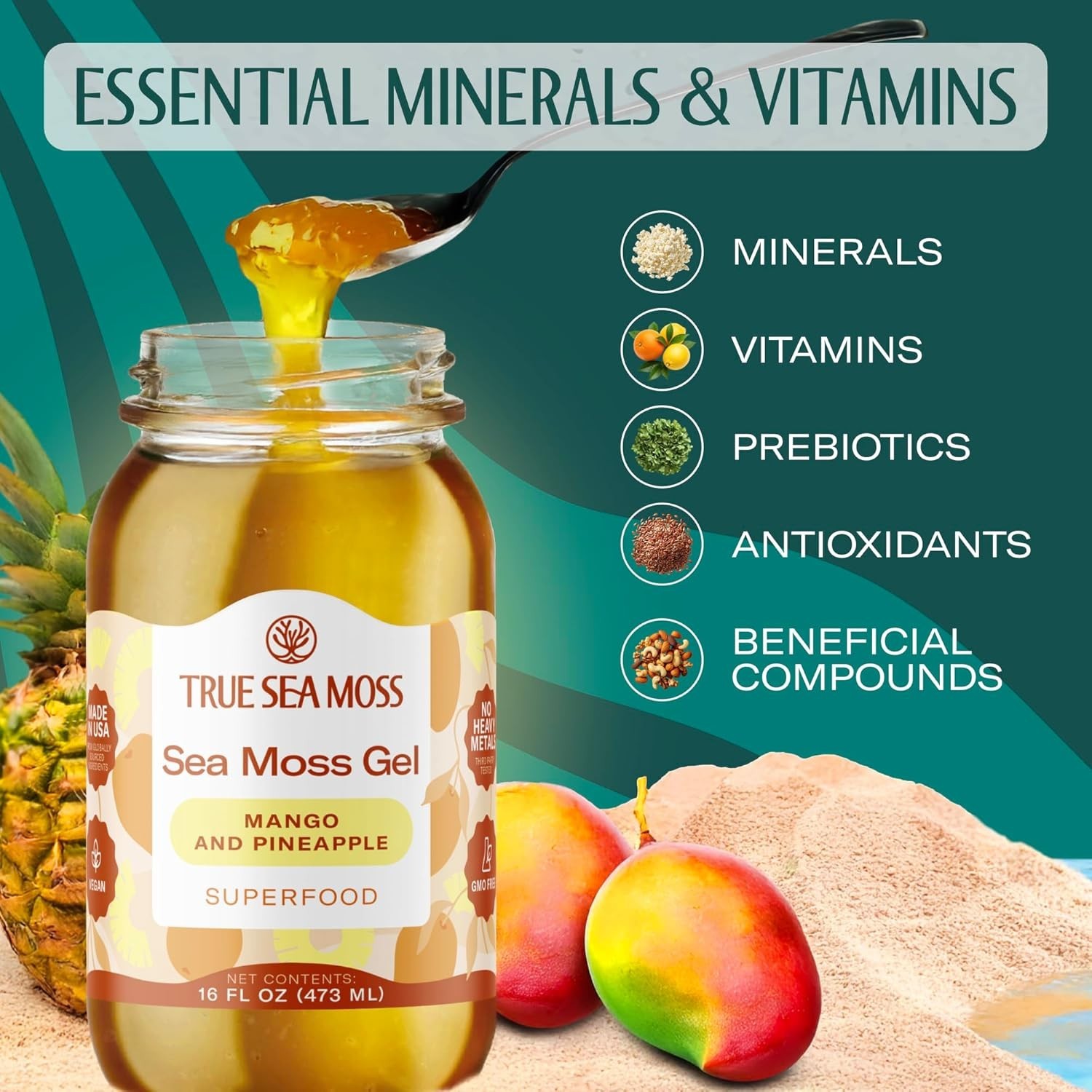 TrueSeaMoss Sea Moss Gel – Made in USA – Wildcrafted Seamoss, Fruits & Jarred Ve