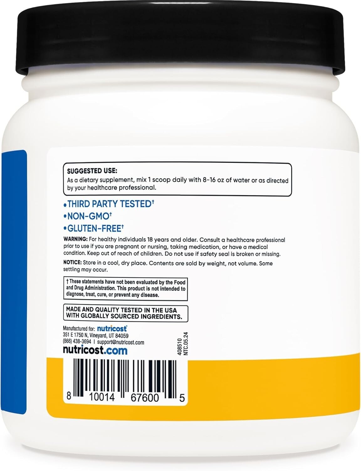 BCAA Powder – Orange Mango Flavor, 60 Servings – Gluten Free & Non-GMO