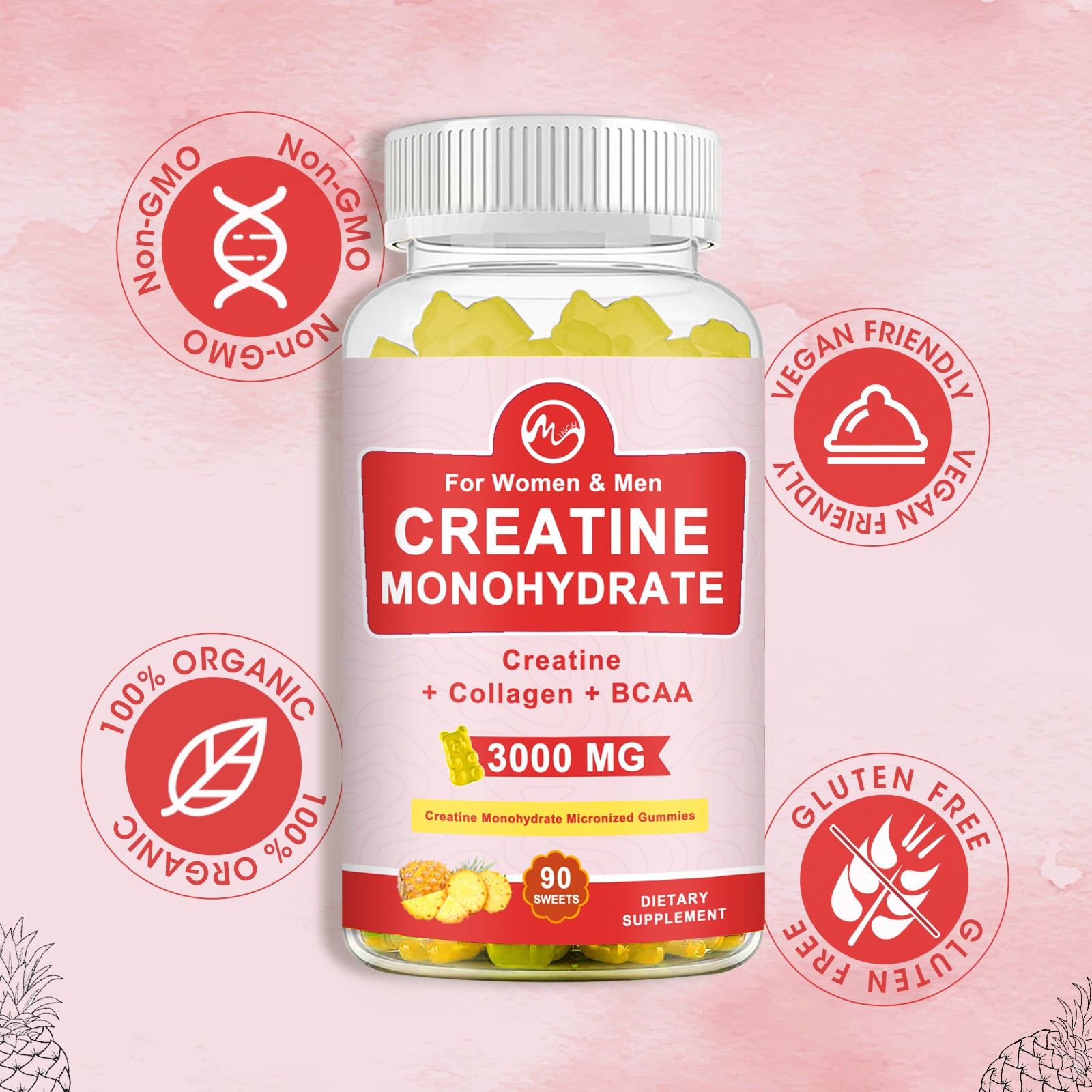 Creatine Monohydrate 3000g Micronized Powder for Muscle Gain,Strength & Recovery