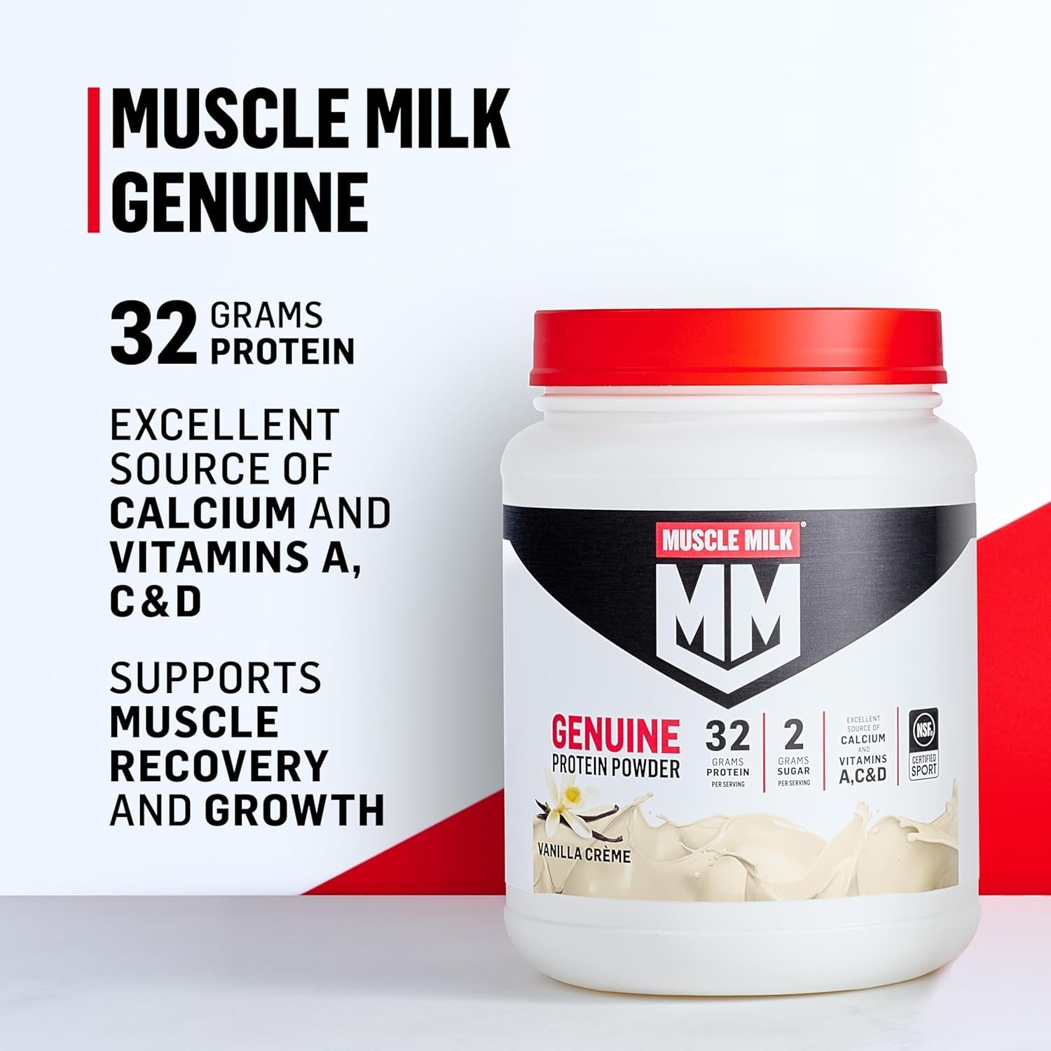 Muscle Milk Genuine Protein Powder, Chocolate, 1.93 Pounds, 13 Servings, 32g Pro
