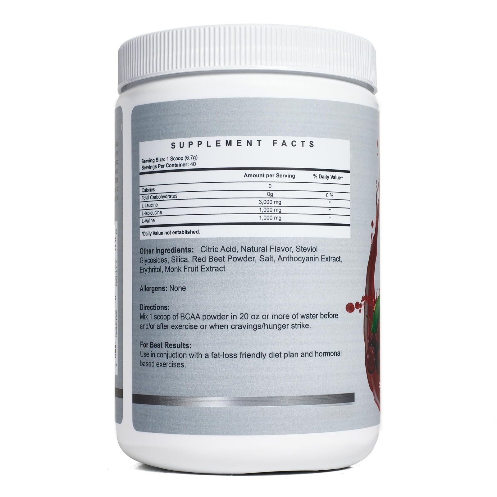 BCAA Powder Drink Mix – Cherry Lime Flavor – 40 Servings