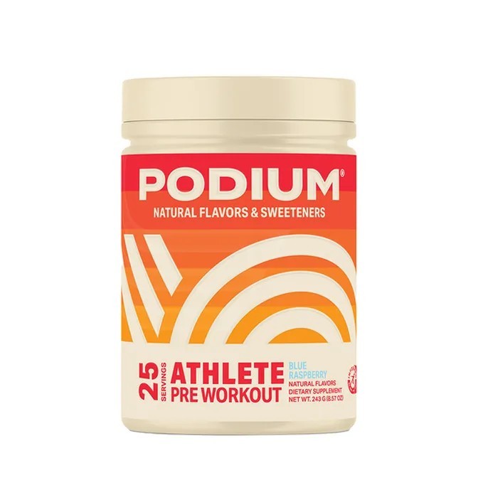 PODIUM Natural Flavors & Sweeteners Athlete Pre Workout Blue Raspberry Exp 03/26