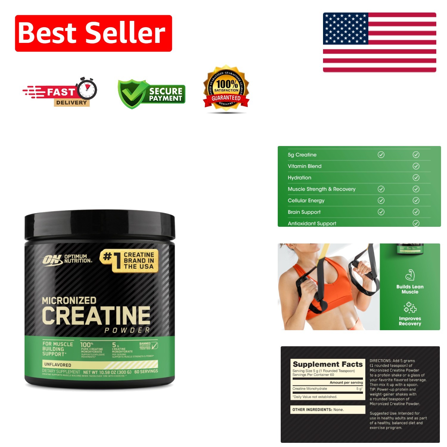 Keto-Friendly Micronized Creatine Monohydrate Powder – 60 Servings, No Additives