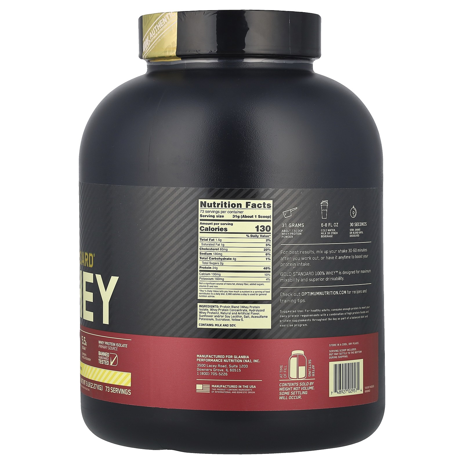 Gold Standard 100% Whey, Banana Cream, 5 lb (2.27 kg)