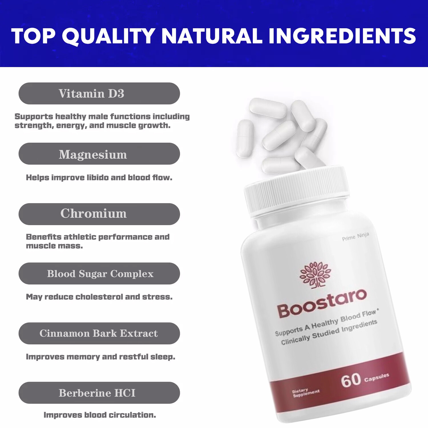 (2 Pack) Male Virility Blood Flow Supplement (60 Capsules)