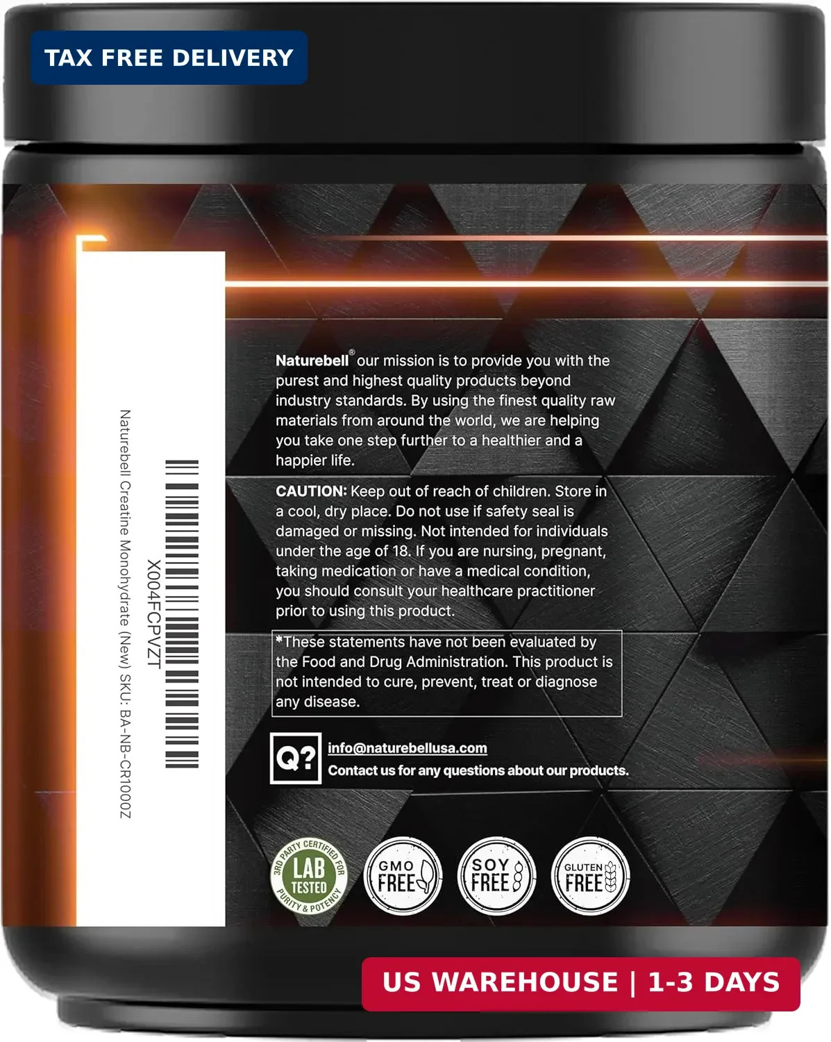NatureBell Creatine Monohydrate Powder 1,000g, 5,000mg Per Serving, 200 Servings