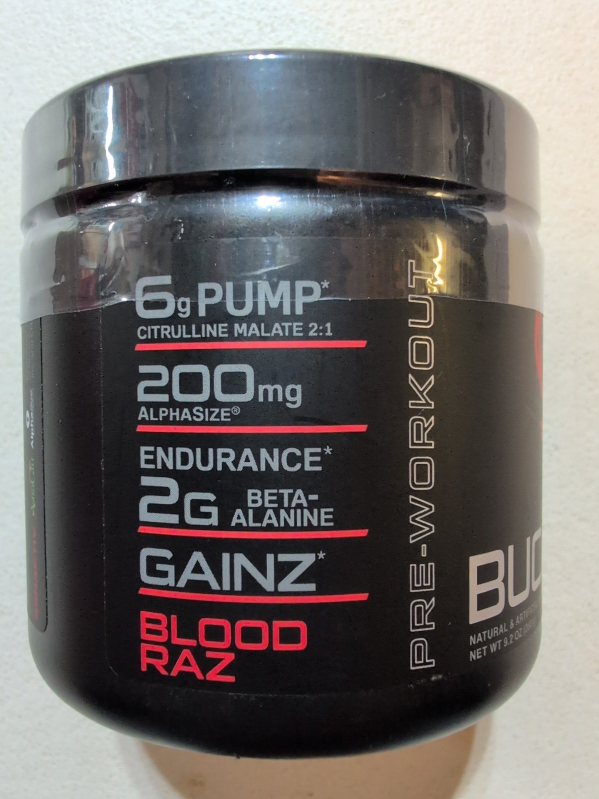 Bucked Up Pre-Workout Powder Blood Raz, 25 Servings 9.2oz Made In USA BB 4/2027