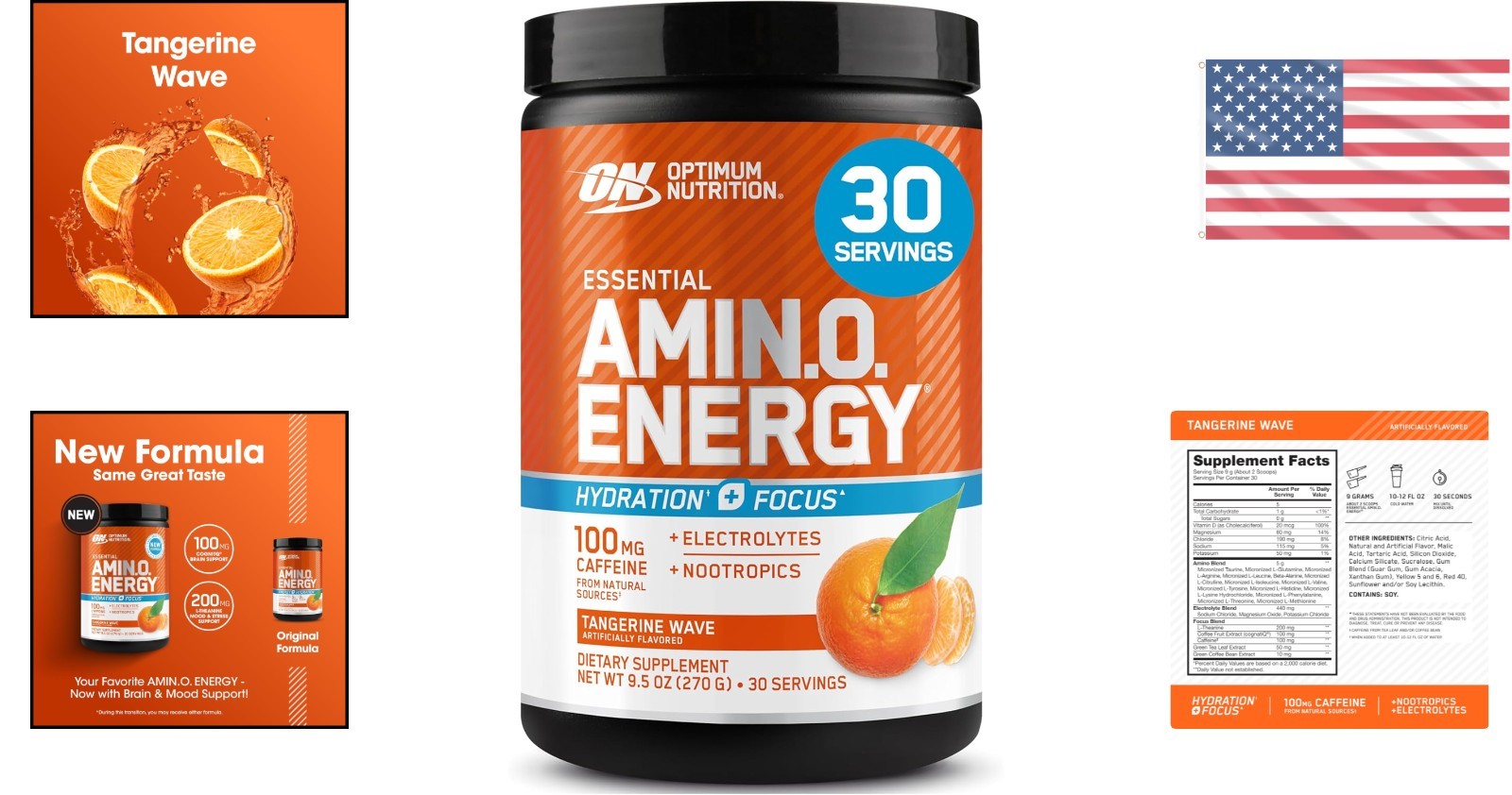 Tangerine Wave Amino Energy + Electrolytes: Boost Energy & Recovery, 30 Servings