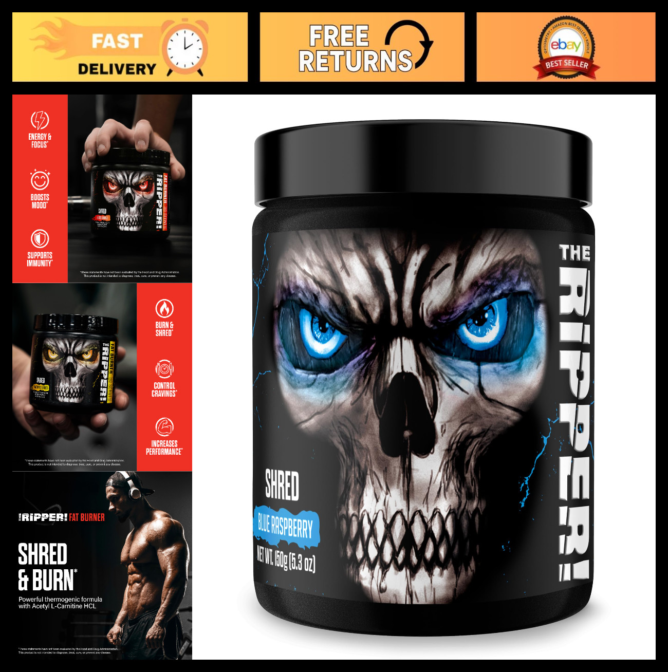 Thermogenic Fat Burner Pre Workout Powder – 30 Servings, Blue Raspberry, Appetit