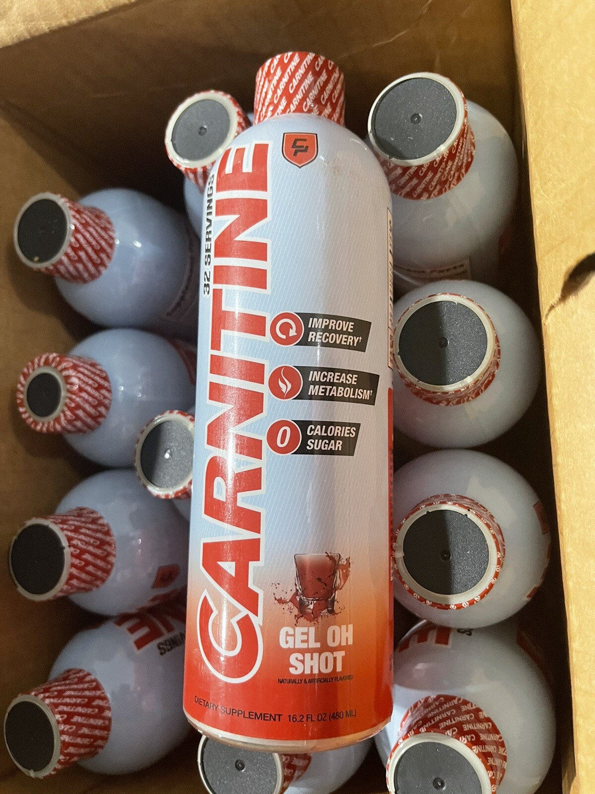 L-CARNITINE Fat Loss-Metabolism Activator – Gel Oh Shot 32 Servings 16oz 12 PACK