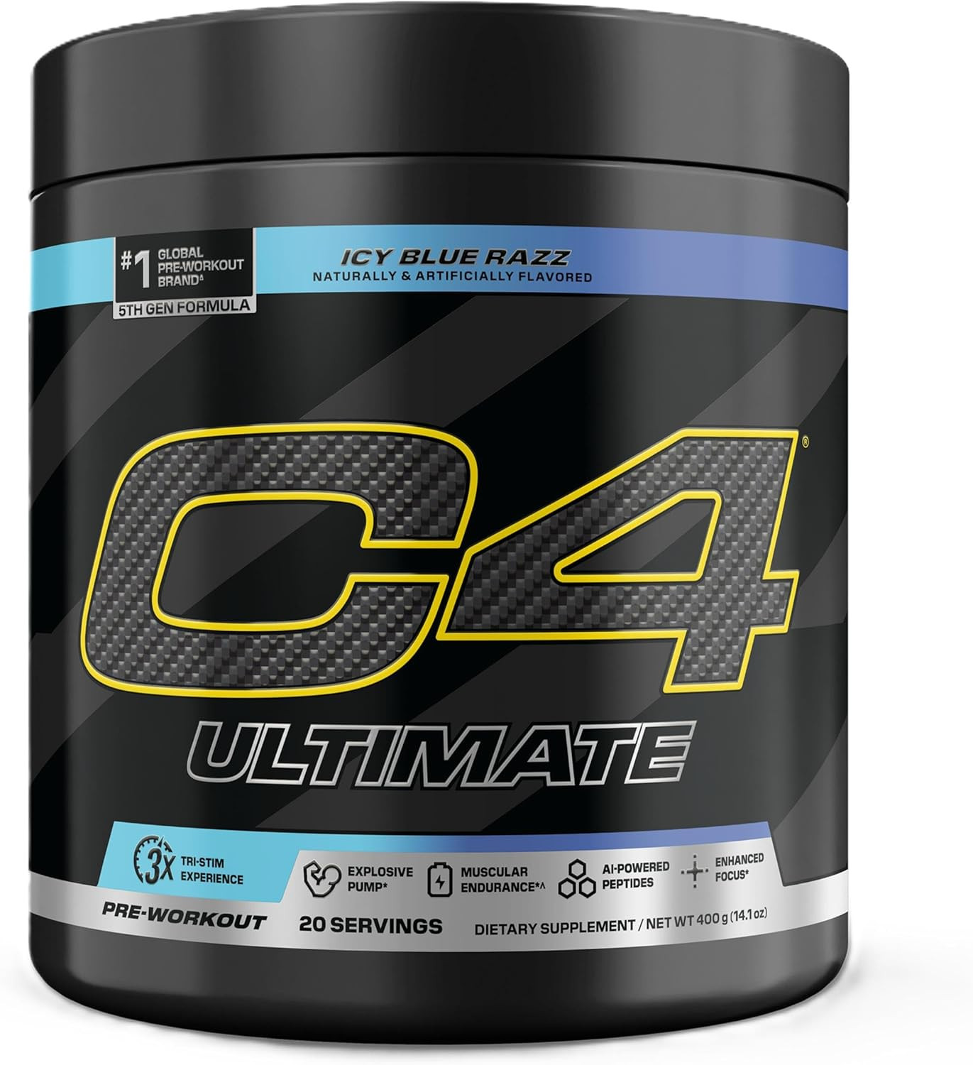 Ultimate Pre Workout Powder ICY Blue Razz – Sugar Free Preworkout Energy Supplem