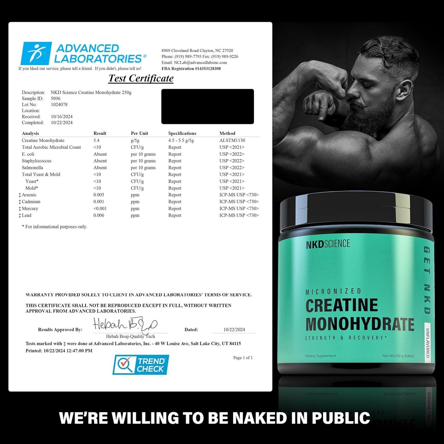 Creatine Monohydrate Third Party Tested 50 Servings micronized creatine for S…
