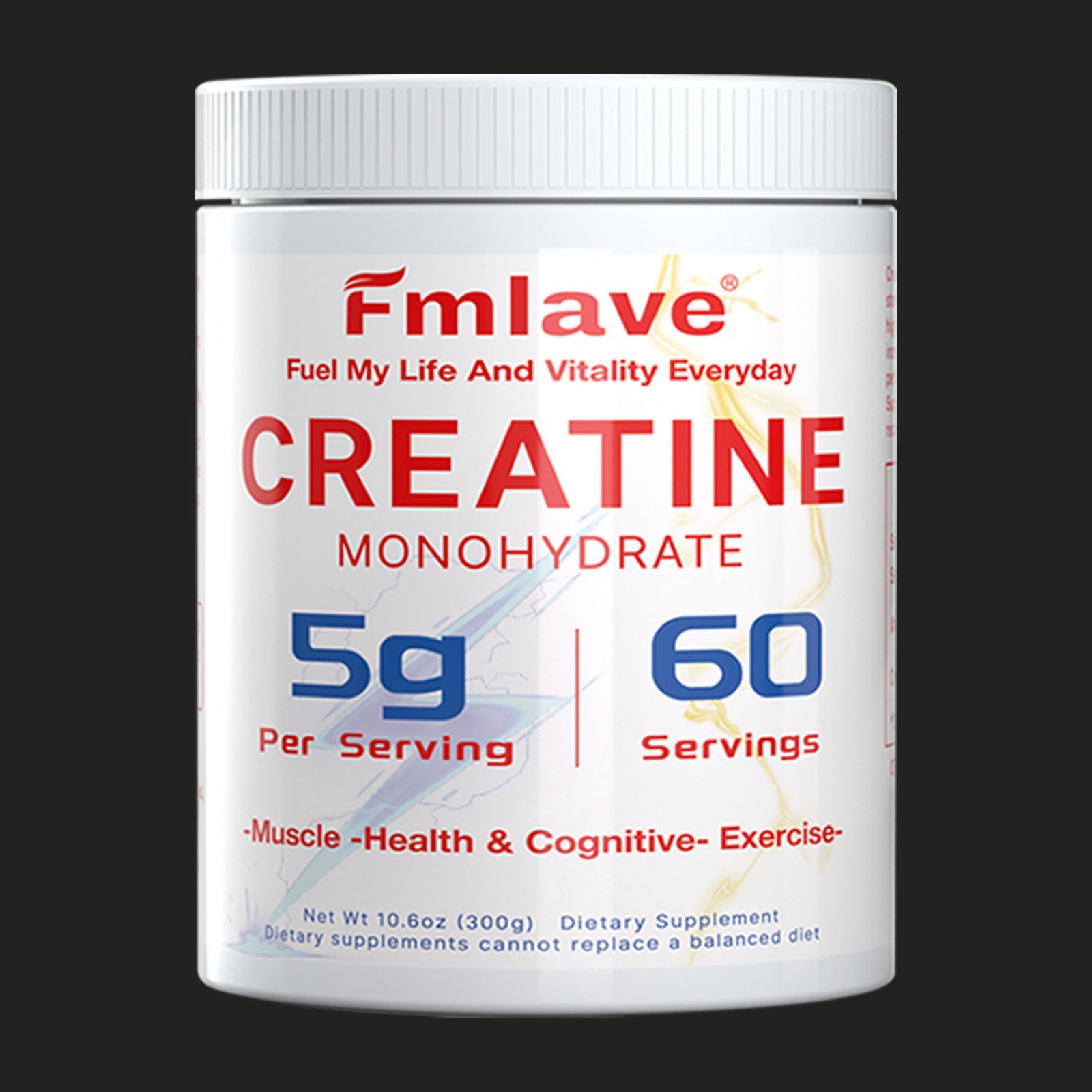 Micronized Creatine Monohydrate Powder, Unflavored, 60 Servings, 300 Grams /Pack