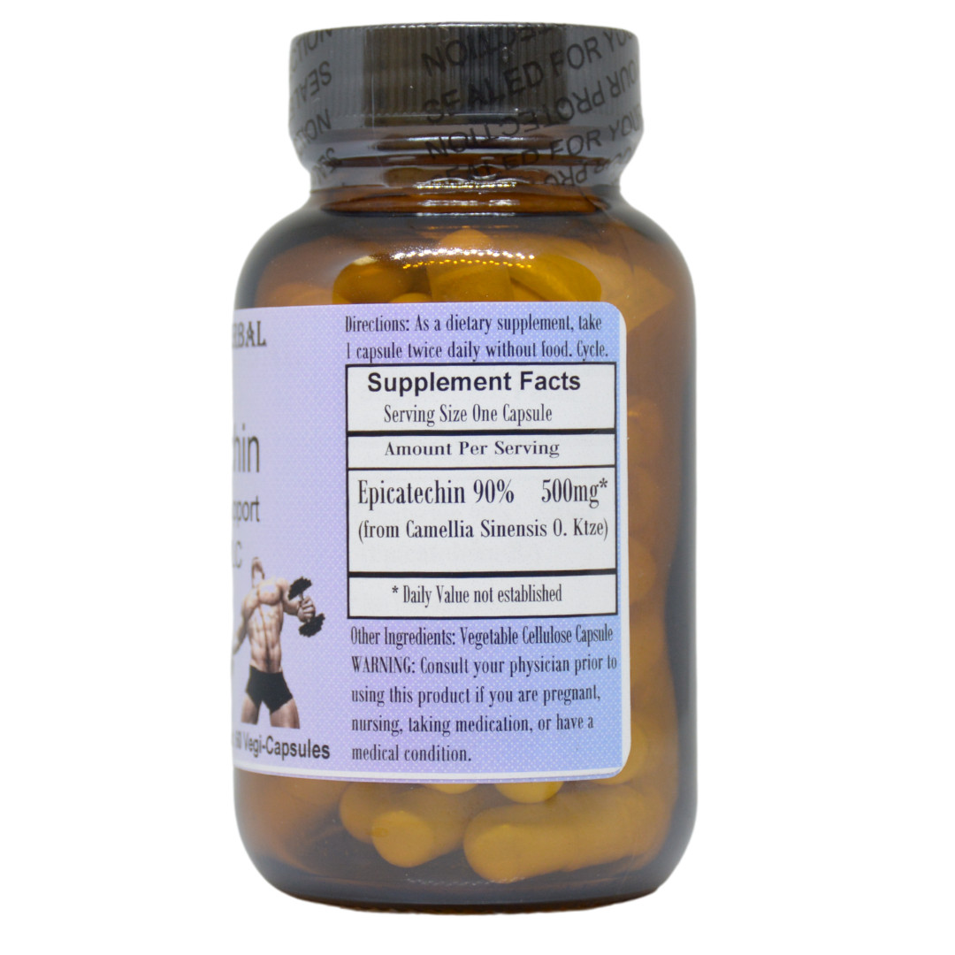 EPICATECHIN Lean Mass Support | 500mg | 60 Veggie Capsules | Glass Bottles