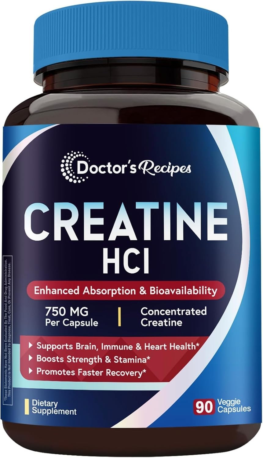 Creatine Hcl Capsules, 750 Mg, Creatine Hydrochloride for Women & Men, Strength