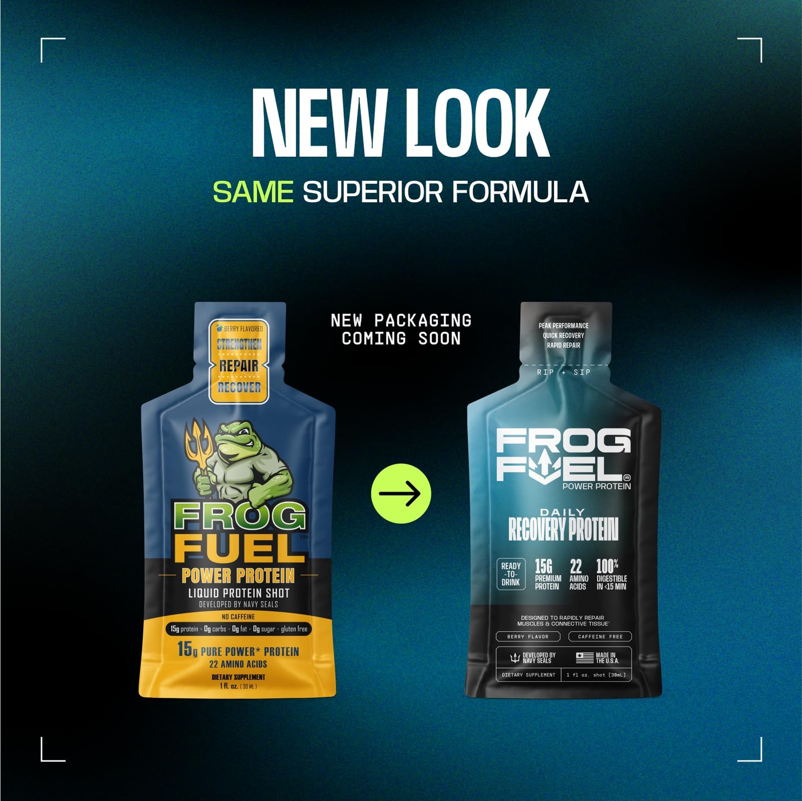 Frog Fuel Power Protein Shot 15g Collagen Berry 1oz 24 Pack Gluten Free