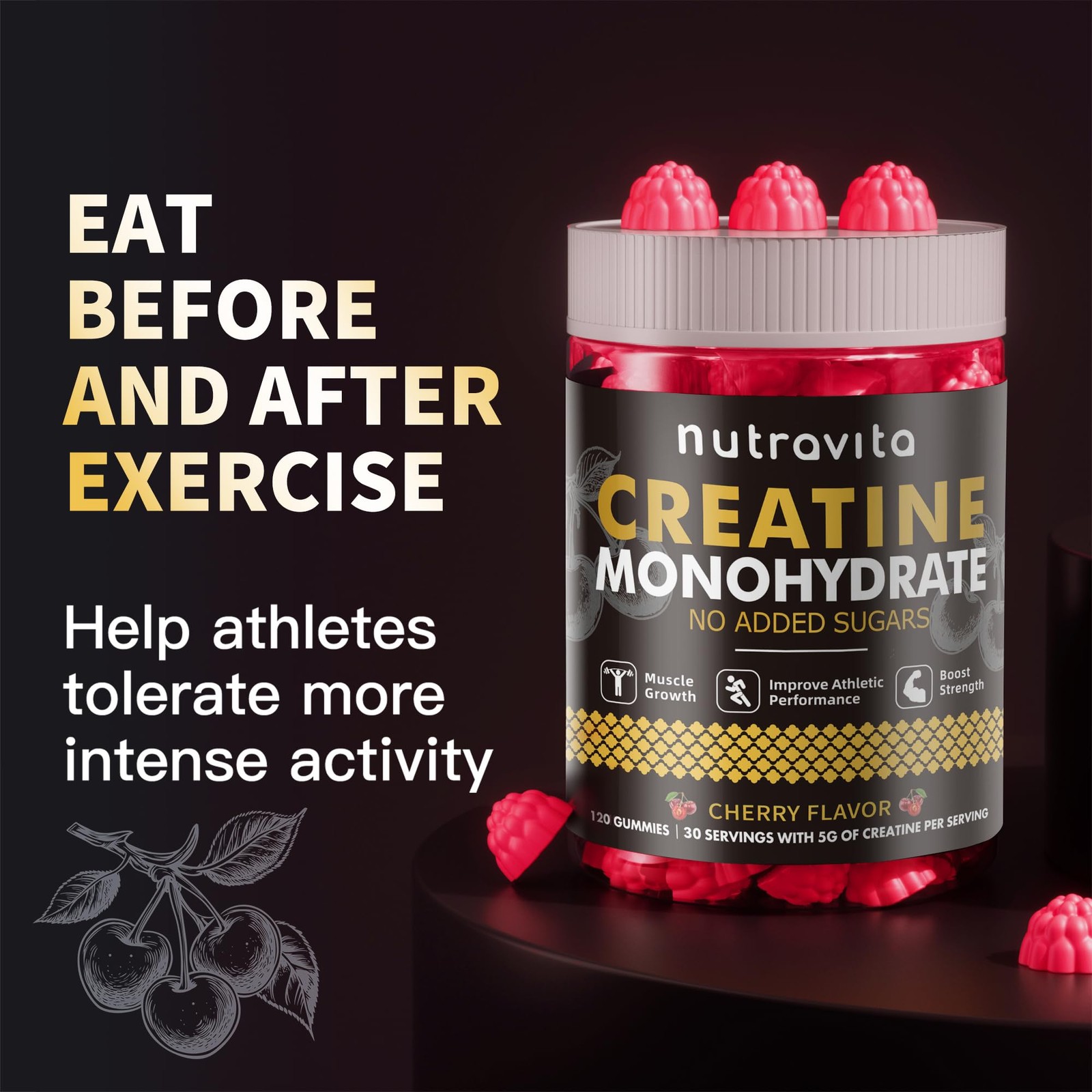 NSF Certified Creatine Gummy – Creatine Monohydrate Gummies for Men & Women-5…