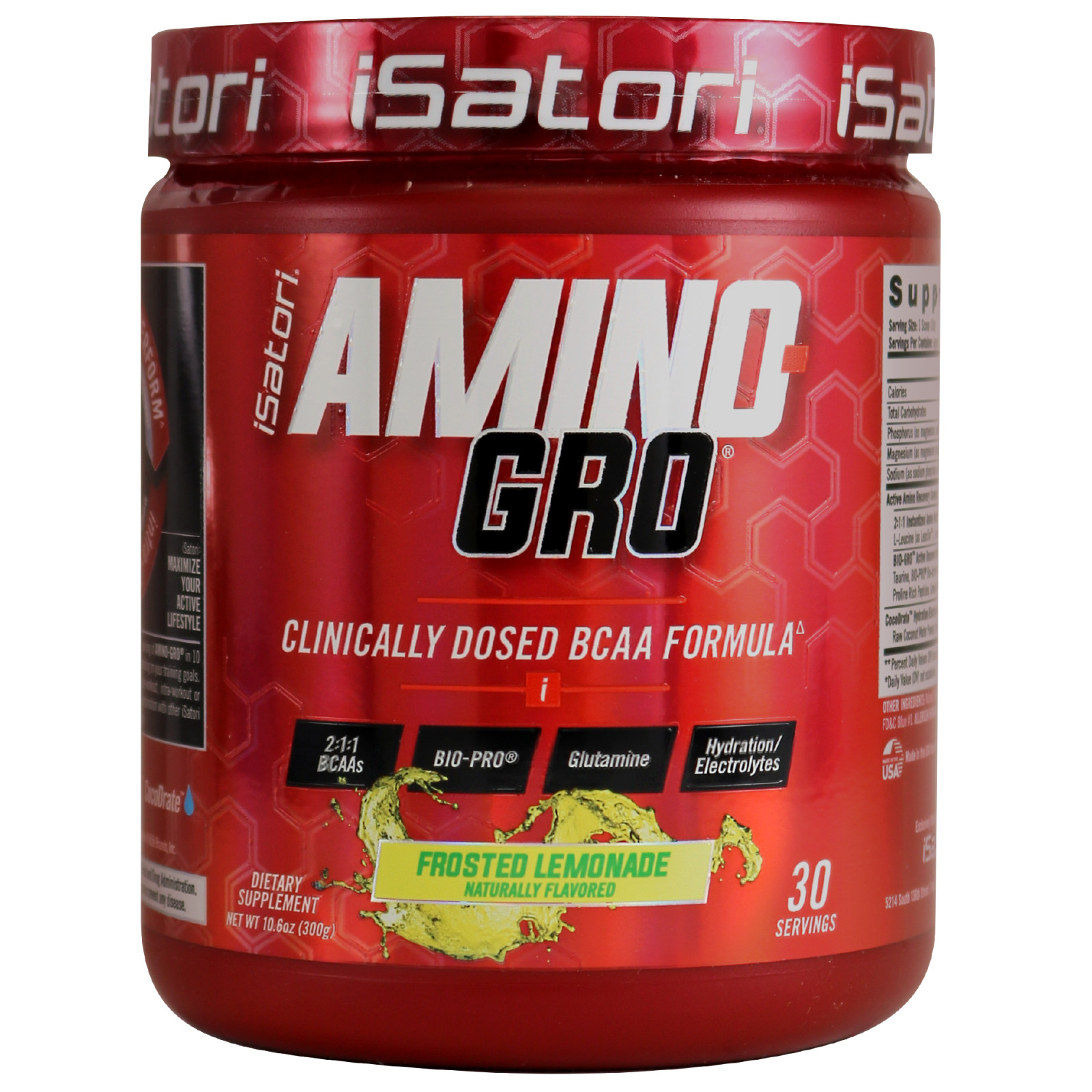 iSatori Amino-GRO-BCAA’s with Glutamine and Bio-Active Peptides – Lemonade
