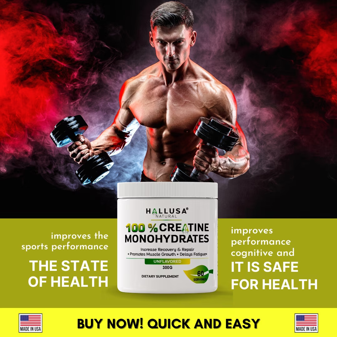 Creatine Monohydrate – Boosts Strength, Muscle Growth & Recovery – 60 Servings