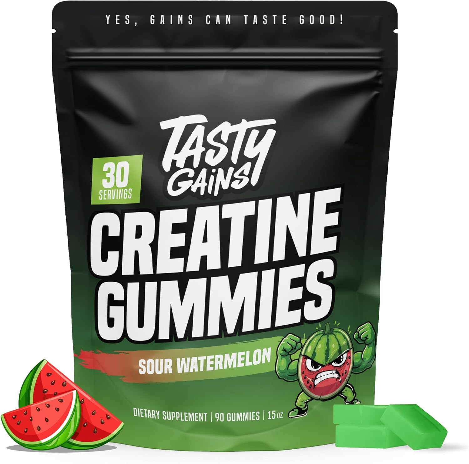 TASTY GAINS Creatine Gummies, 90g of Creatine, Non-GMO, Vegan – Build Muscle & B