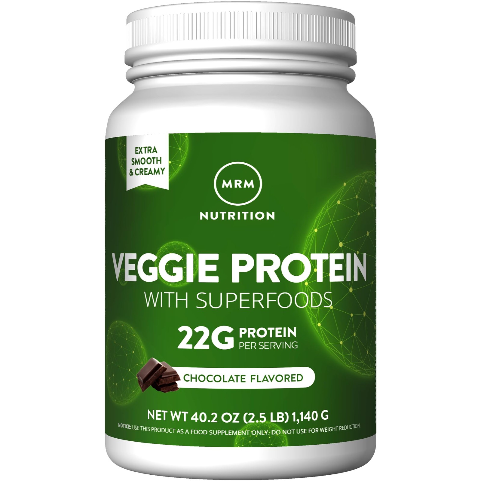 MRM Veggie Protein Powder Chocolate 2.5lb Vegan Gluten-Free Non-GMO