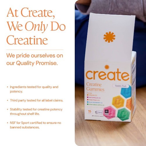 Create Wellness Gummies Made with Pure Creatine Monohydrate NSF Certified