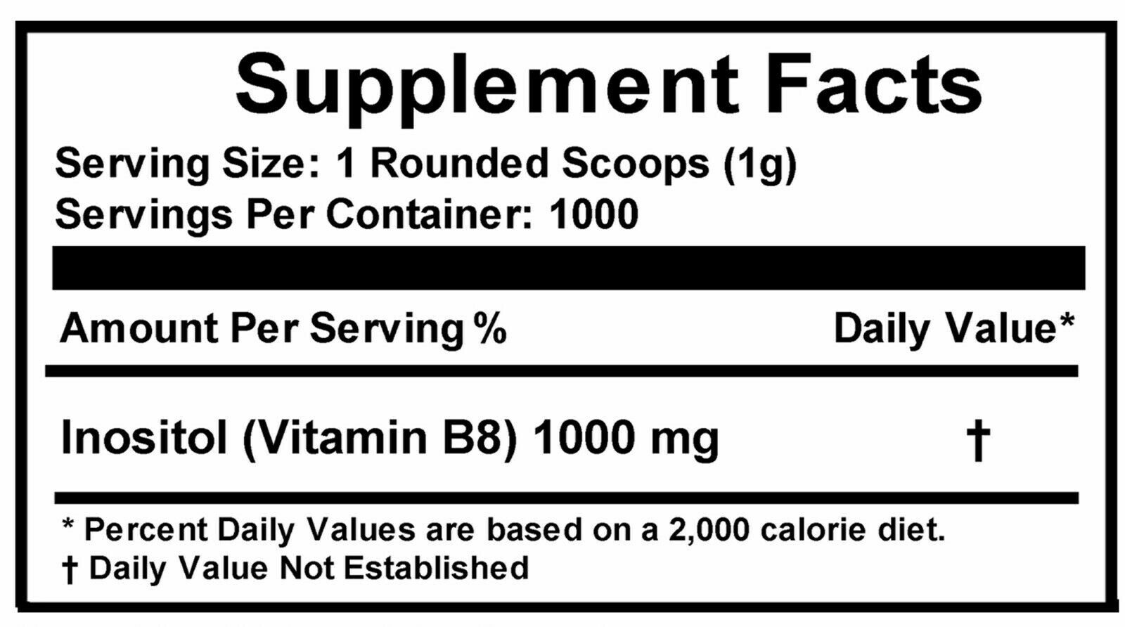 2.2lb (1000g) 100% PURE INOSITOL POWDER PHARMACEUTICAL GRADE x2 Bags Packed