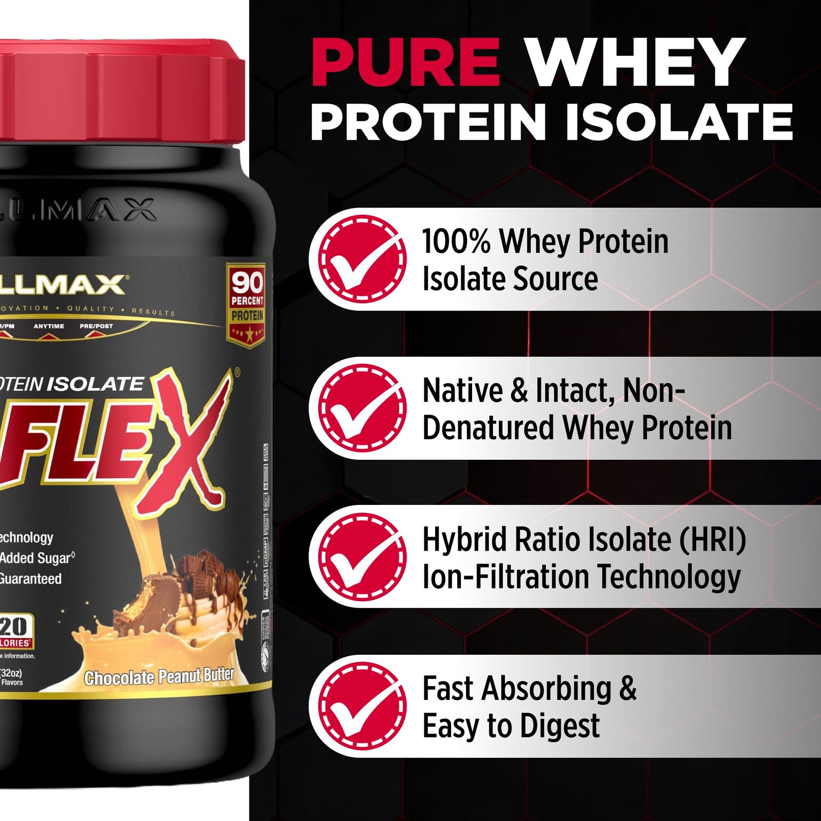 ALLMAX ISOFLEX Pure Whey Isolate Protein Powder – Gluten Free, Low Lactose,