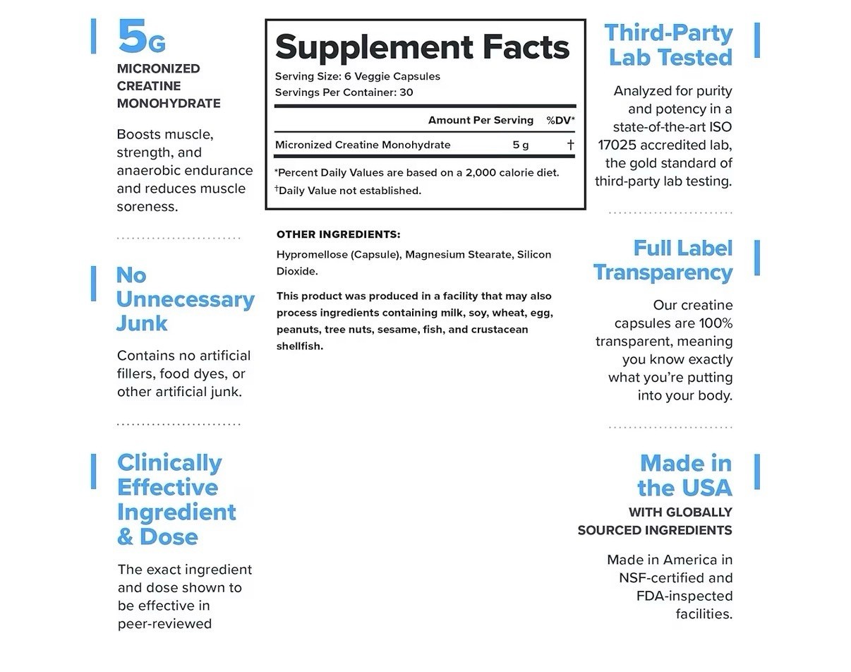 LEGION Micronized Creatine Capsules Monohydrate Muscles Workout Recovery 180caps