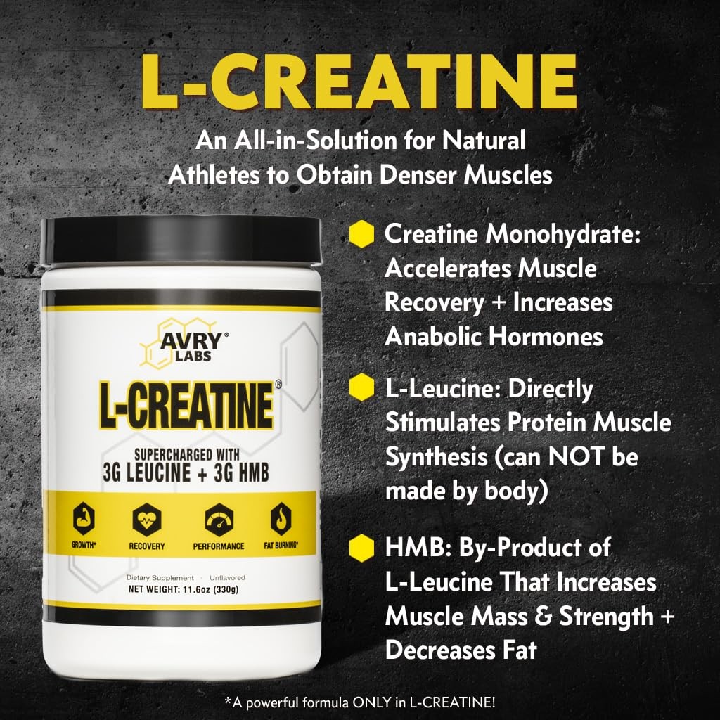 L-CREATINE Supplement Creatine Monohydrate w/Leucine Amino Acid and HMB – Sup…
