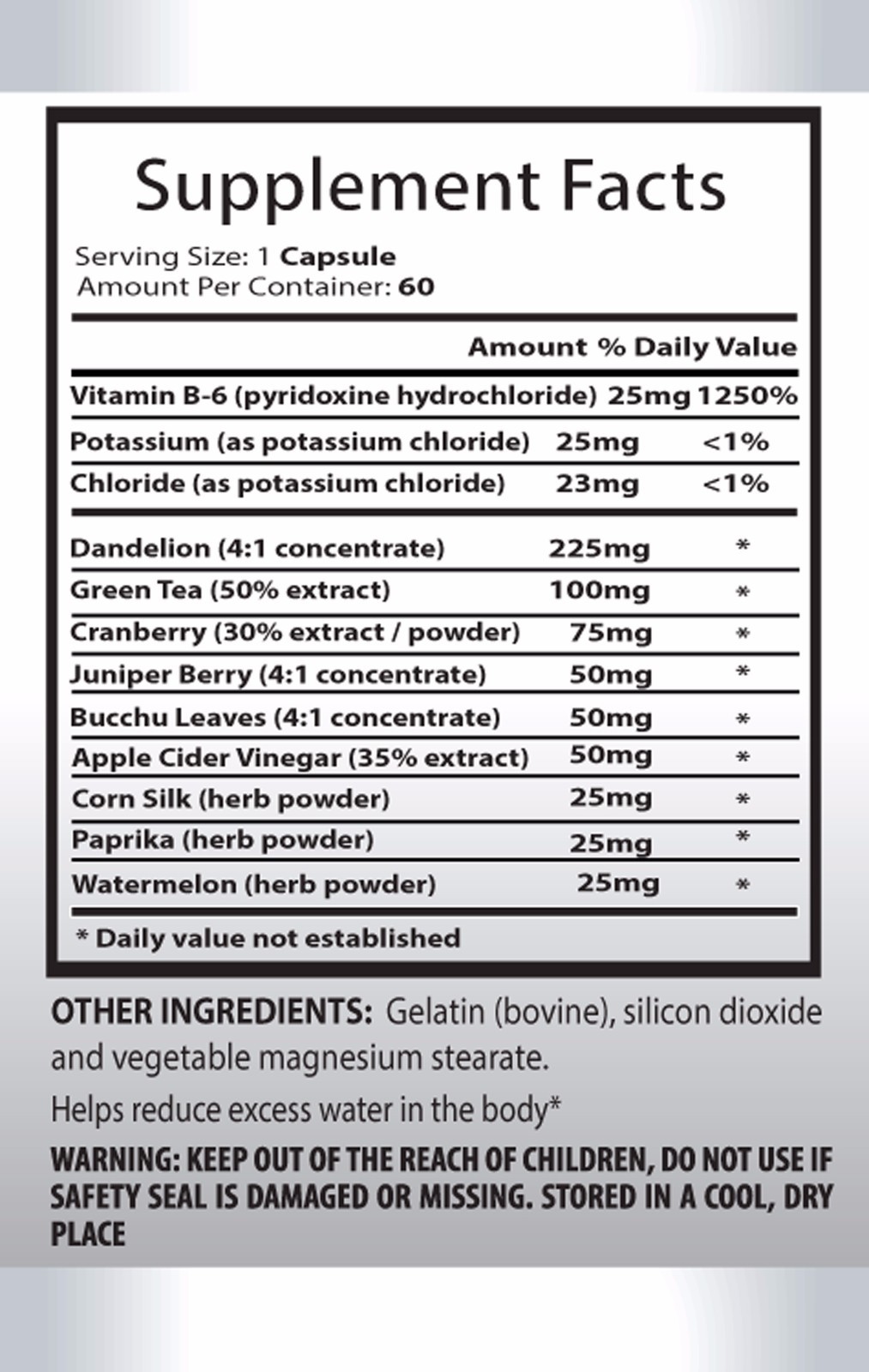 Energy supplement workout – WATER AWAY – ACAI BERRY COMBO – green tea extract
