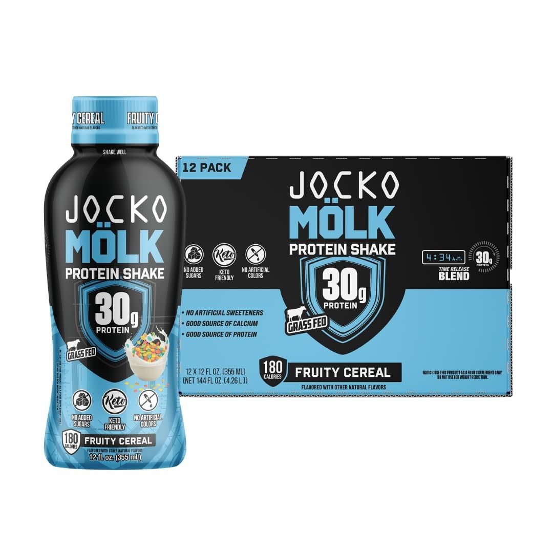 Jocko Mölk 30g Grass Fed Protein Shakes No Sugar Keto Ready to Drink 12oz Pack o