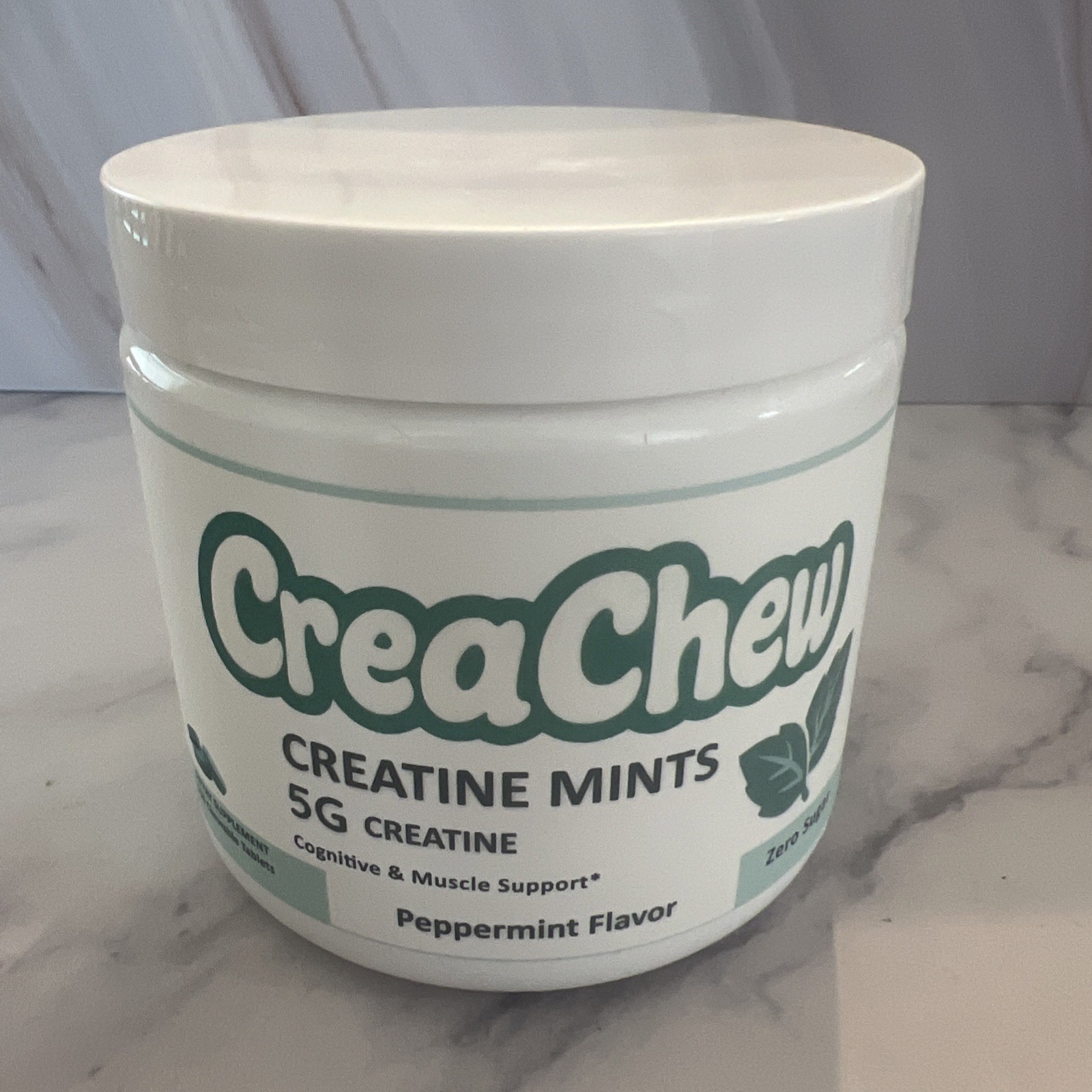 CreaChew Creatine Monohydrate Chewable Peppermint Mints 5g Sugar-Free