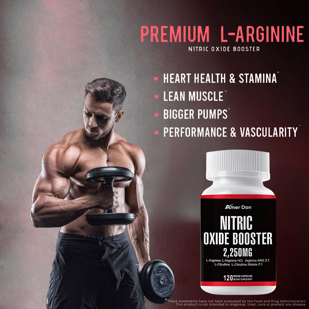 60 Nitric Oxide Booster Supplement w/ L-Arginine Premium Workout Muscle Capsule