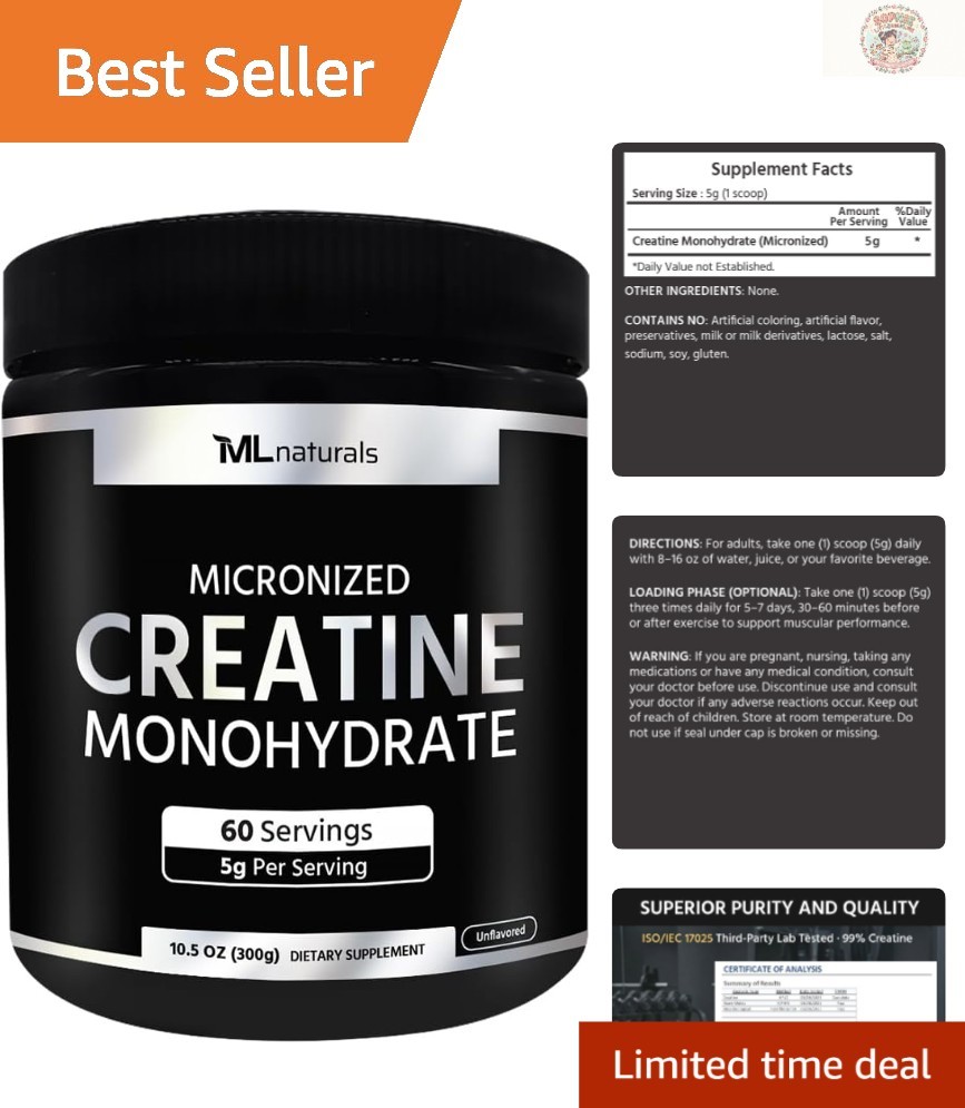 200 Mesh Micronized Creatine – 5g per Serving, Non-GMO, Rapid Absorption