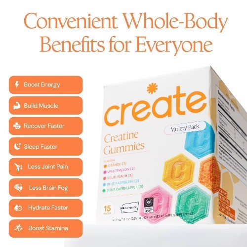 Create Wellness Gummies Made with Pure Creatine Monohydrate NSF Certified