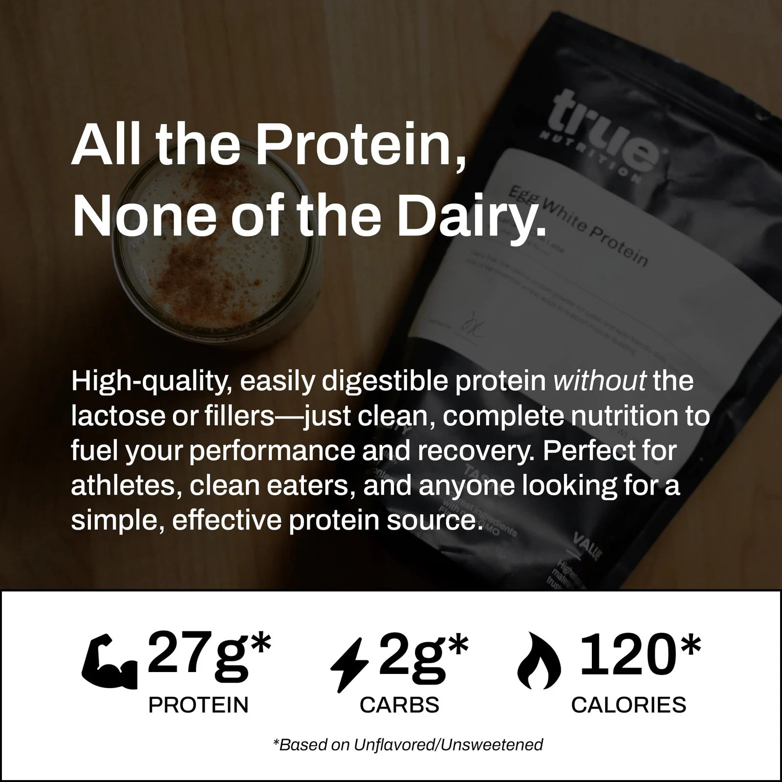 True Nutrition Egg White Protein Powder – 24g Non-GMO Egg Protein per Serving…