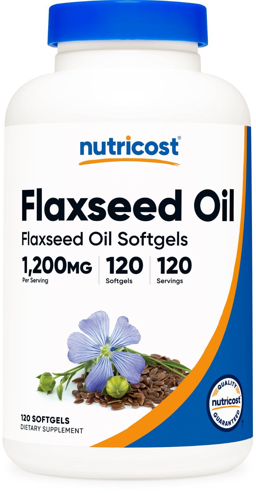 Nutricost Flaxseed Oil 120 Softgels, 1200mg per serving – GMO-Free, Gluten-Free