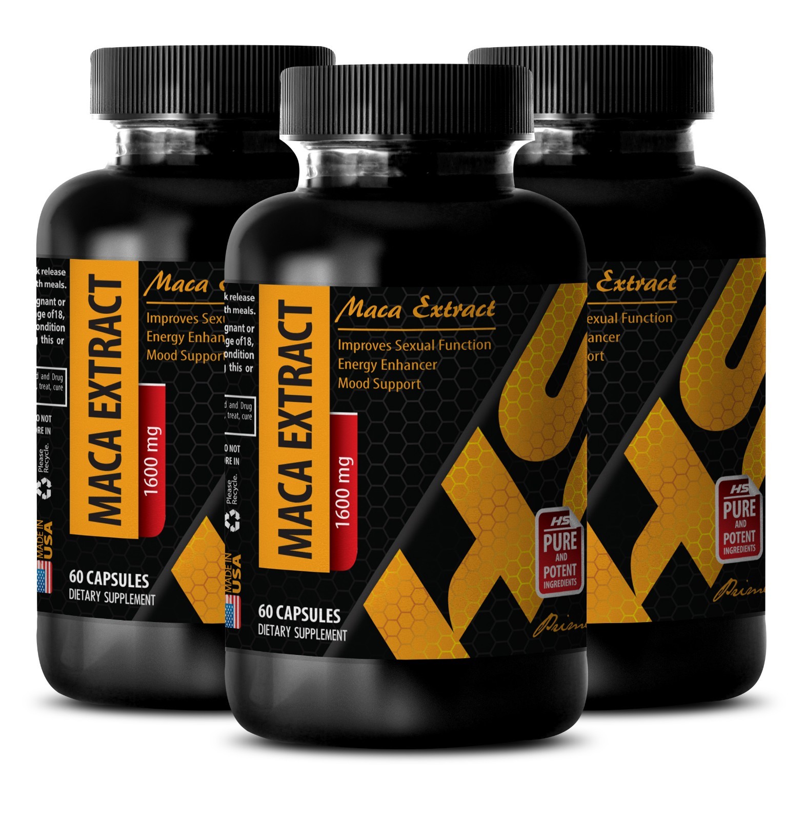 energy supplements pills – Pure MACA ROOT EXTRACT 1600mg – maca powder – 3 Bot