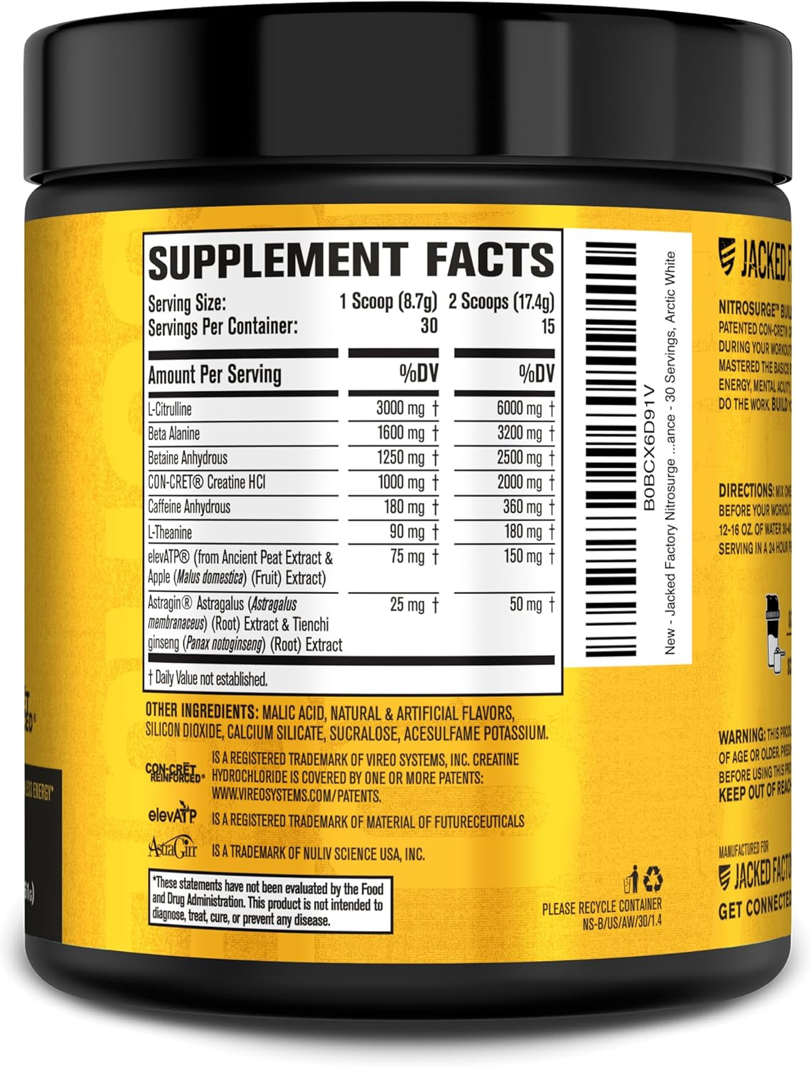 Nitrosurge Build Pre Workout with Creatine for Muscle Building – Con Cret Creati