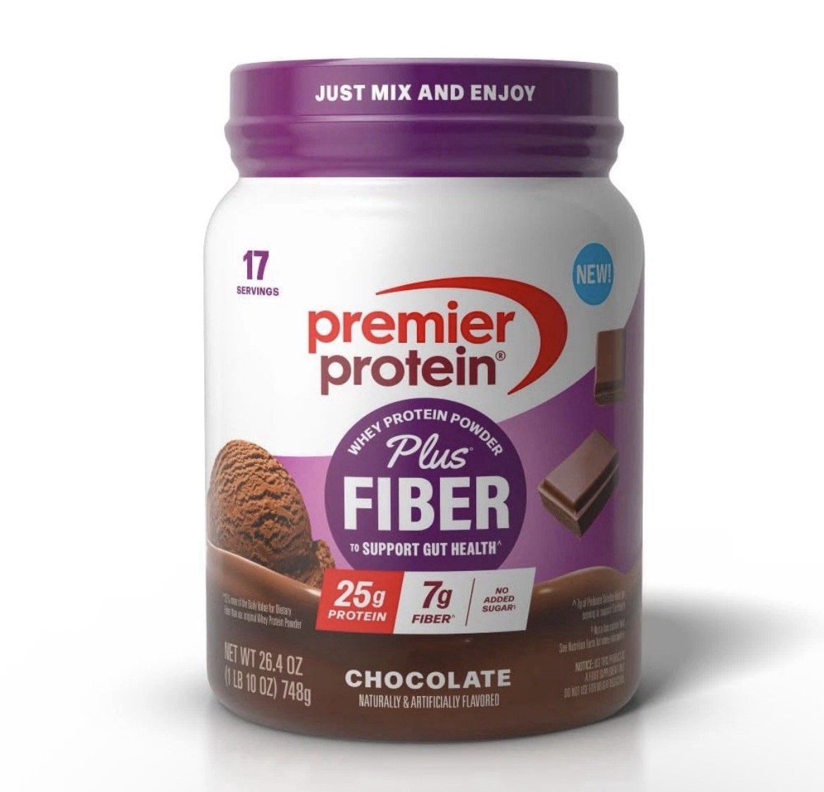 Chocolate Protein Powder with Fiber for Gut Health – 25g Protein, 7g Fiber