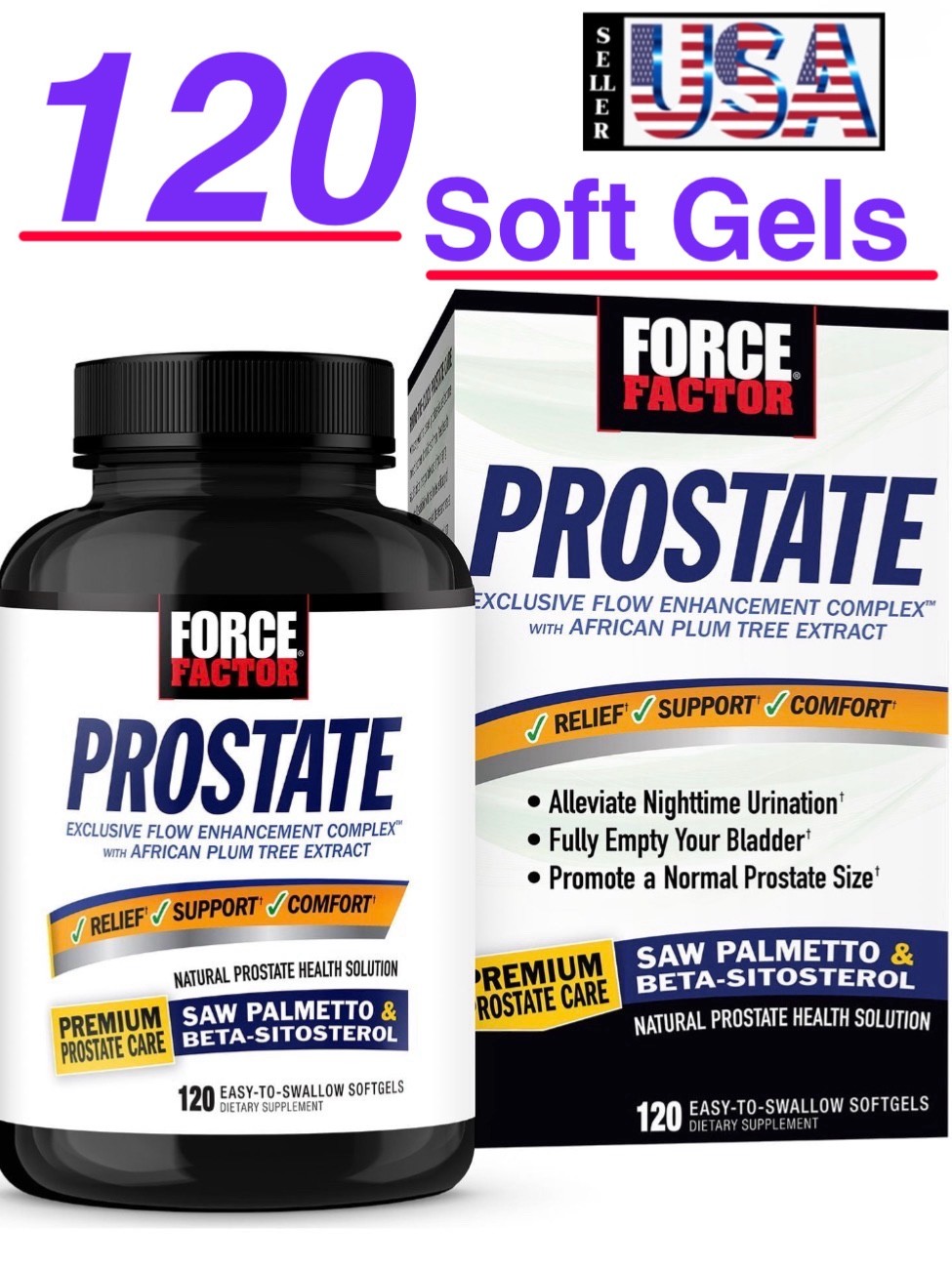 Force Factor Prostate Support Bladder Flow – Saw Palmetto Beta-Sitosterol 120ct