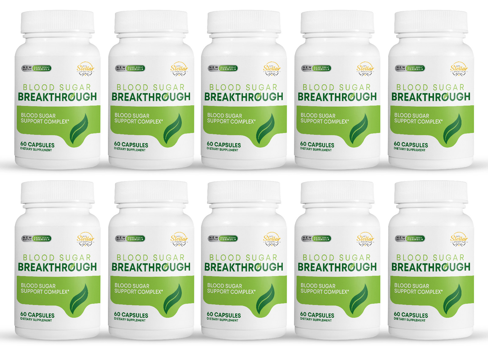 10 Pack Blood Sugar Breakthrough, soporte de azúcar en sangre-60 Cápsulas x10