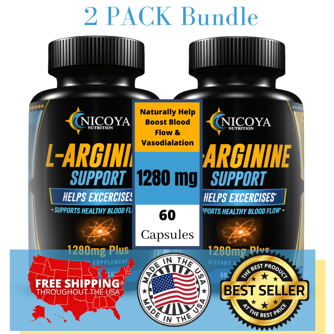 L-Arginine, Pre Workout Booster Muscle Building & Energy Supplement -2 PACK