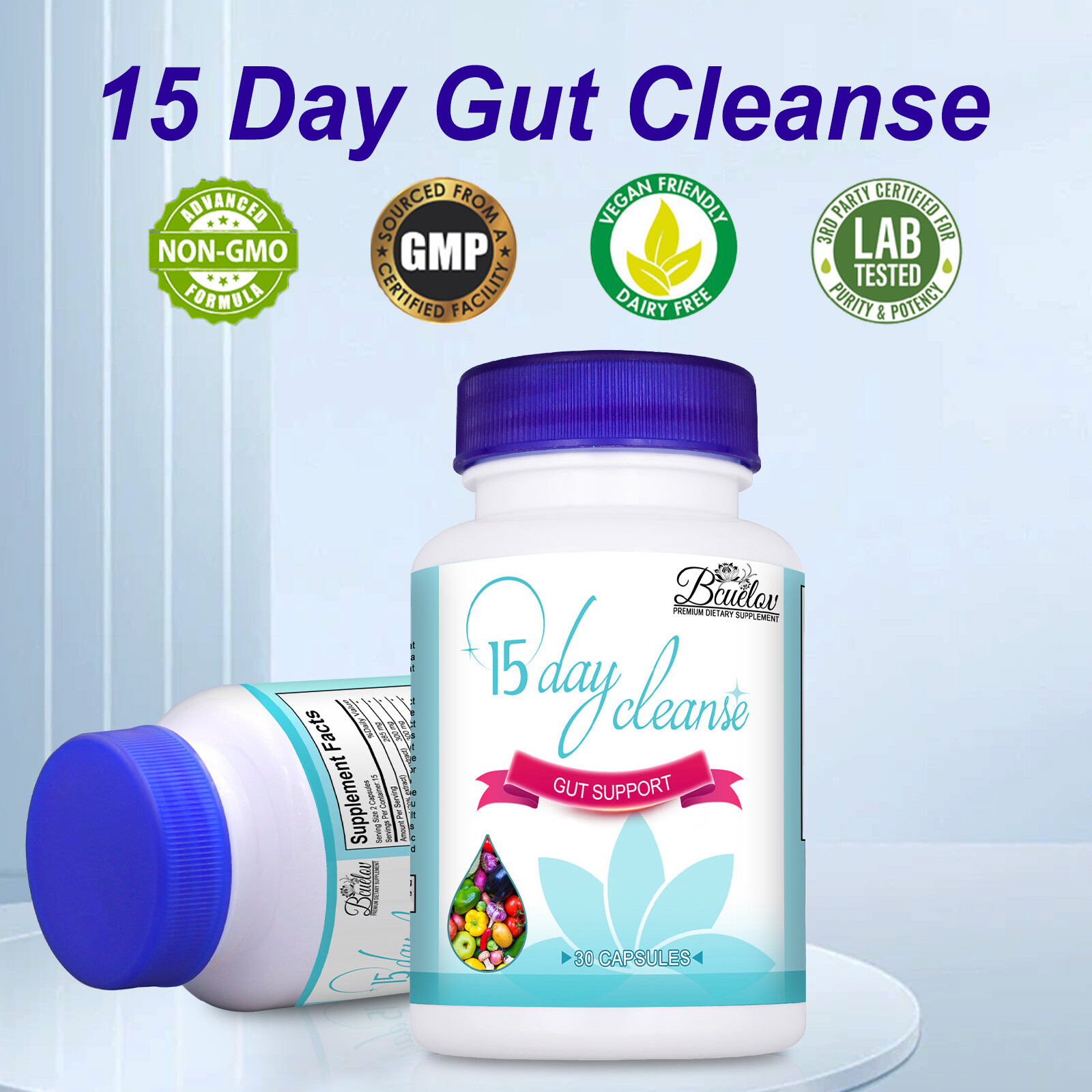 Original Product Gut and Colon Support 15 Day Cleanse Detox 30 CAPSULES Non-GMO