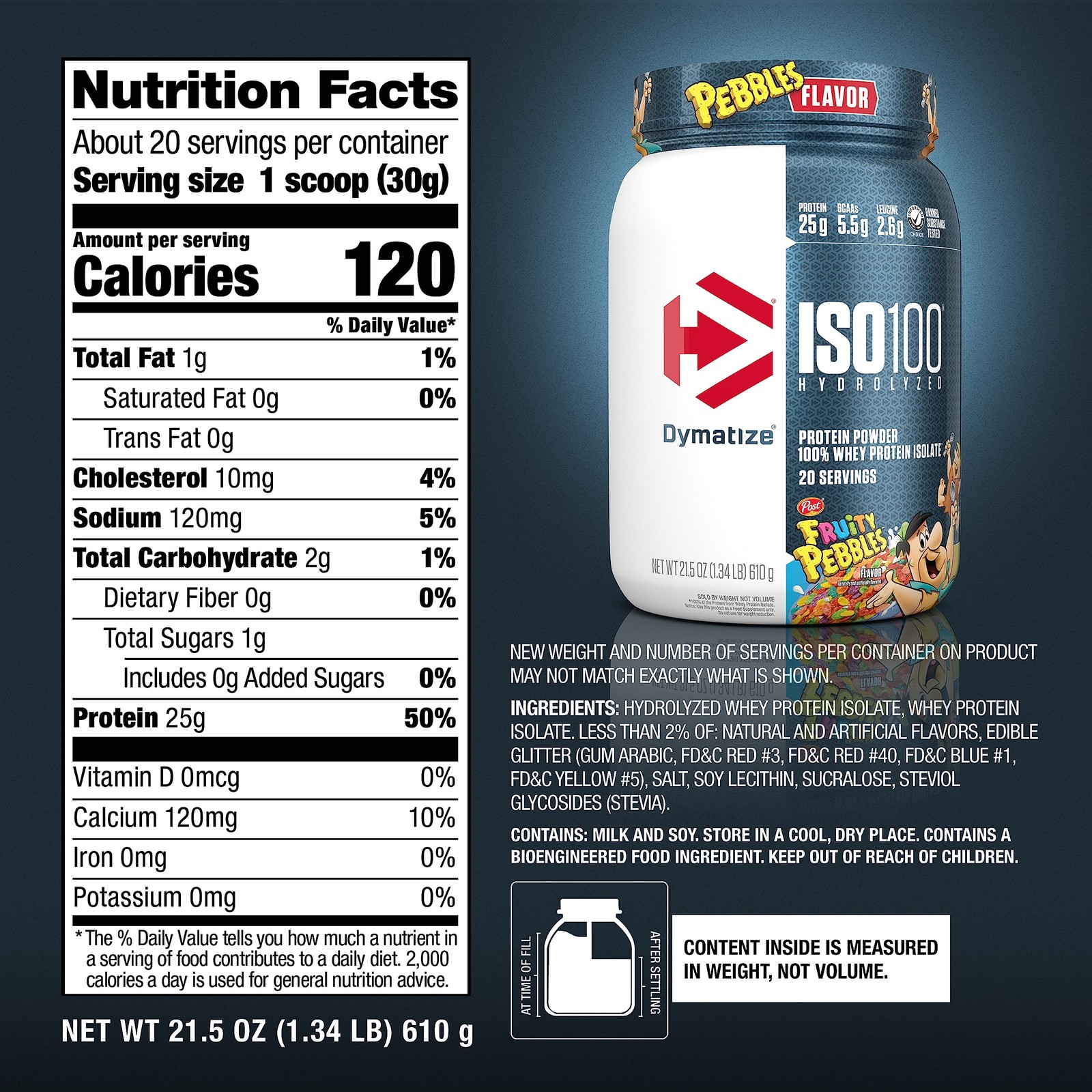 Dymatize x Fruity Pebbles ISO100 Whey Protein Powder Isolate, 25g of Protein,…
