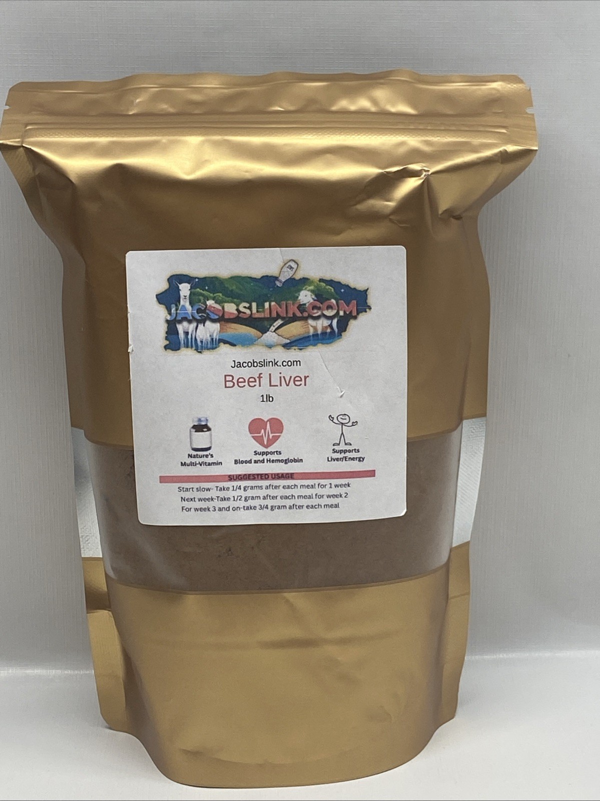 Jacob’s ReGENEration Beef Liver Powder 1 lb Grass Fed Organ Supplement Sealed